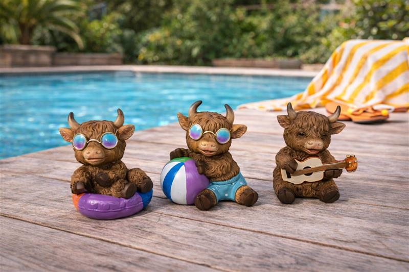 Trio of Highland Cows Figurines