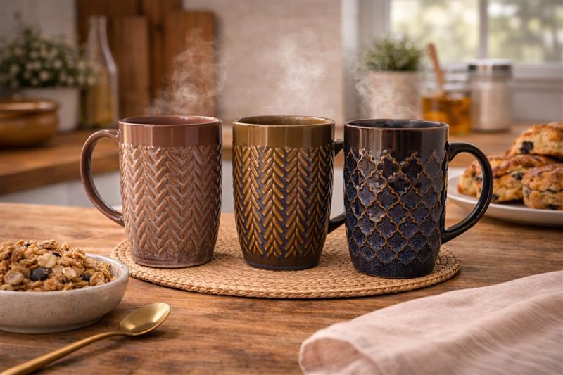 Chevron Design Mugs - Set of 3