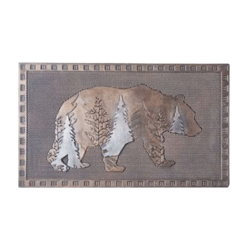 Doormat with bear and forest design on a textured background