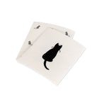 Set of two white Swedish dishcloths with black cat illustrations on a white background
