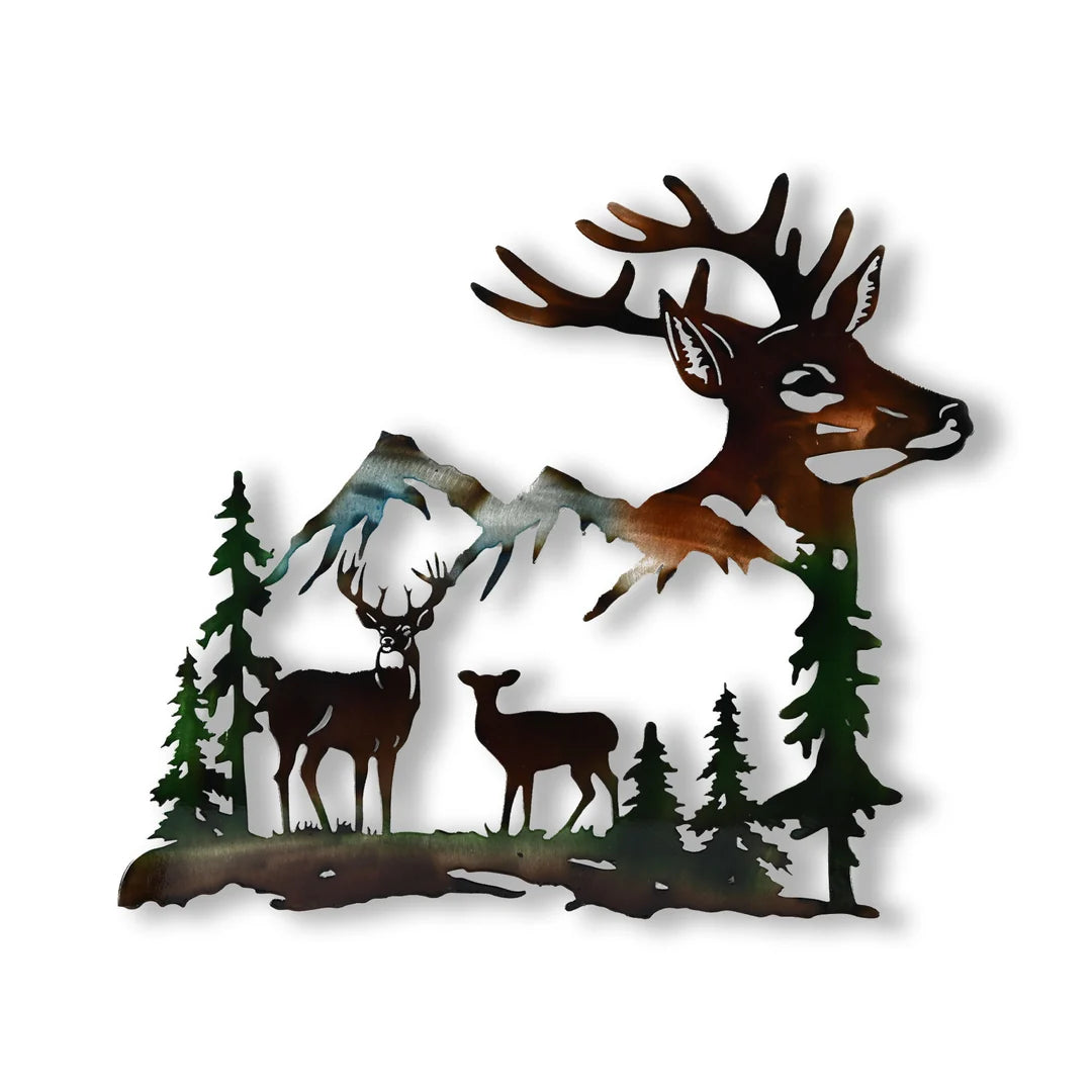 Deer in Mountain Forest Wall Art