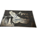 Decorative doormat with an eagle design on a white background