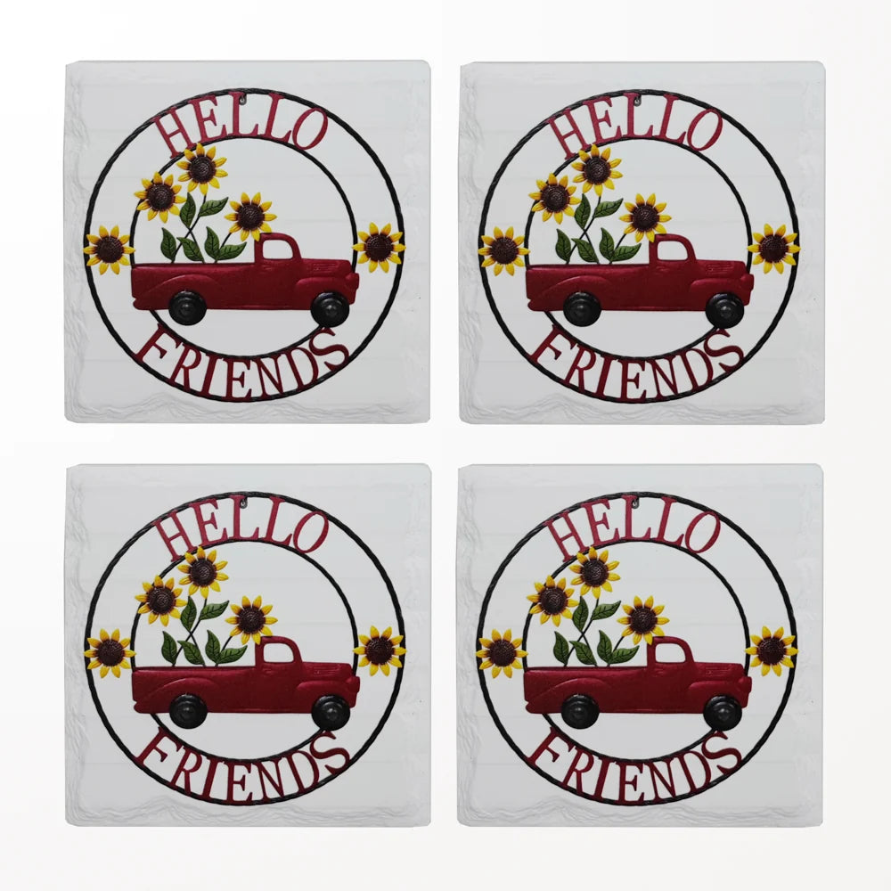 Hello Friends Red Truck Coaster Set