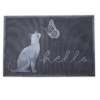 Hello Cat and Butterfly Rubber Doormat