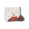 Pouch with a polar bear design and tassel on a white background