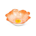 Floral-shaped bowl with orange petals and yellow center on a white background
