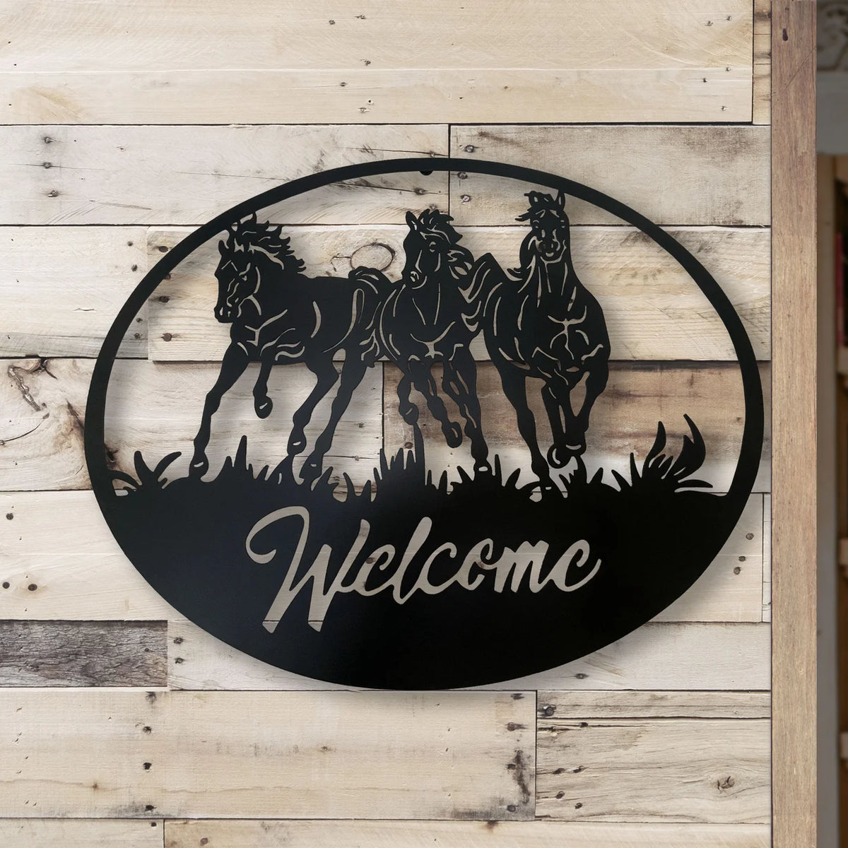Running Horses Welcome Sign