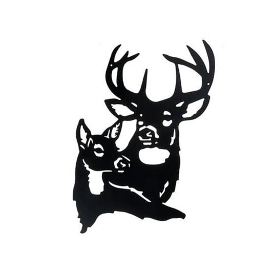 Black silhouette of a deer on a white background