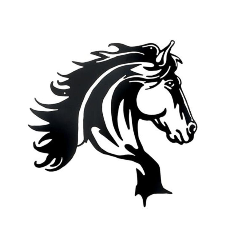 Black silhouette of a horse head on a white background