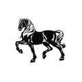 Black illustration of a horse on a white background