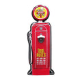 Red vintage-style gas pump bottle opener with 'Tool Rules' text on a white background