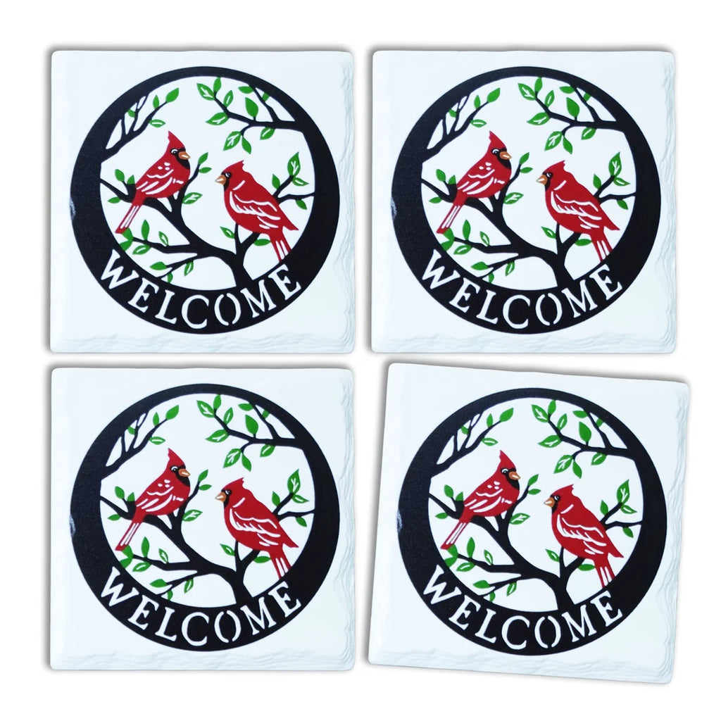 Welcome Cardinal Coaster Set
