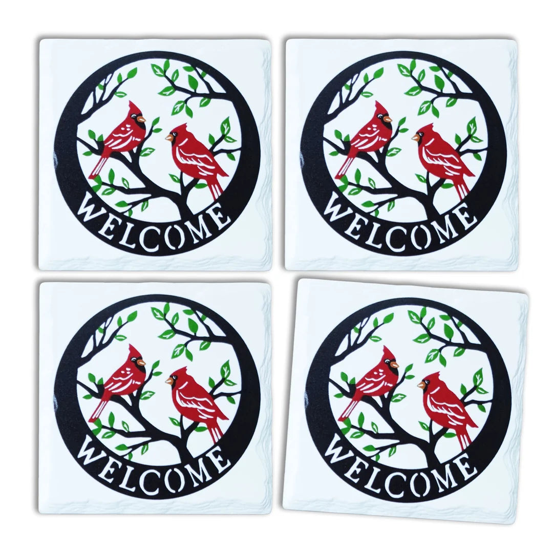 Welcome Cardinal Coaster Set