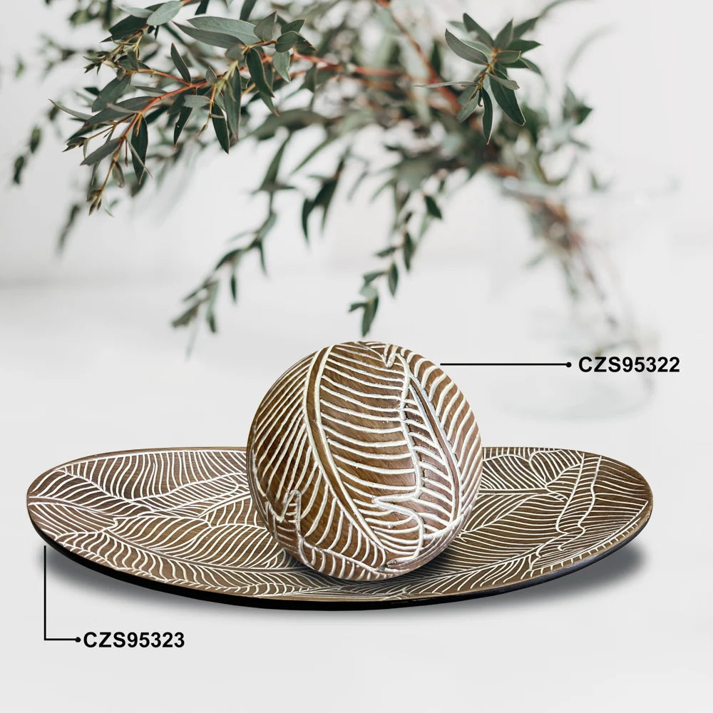 Earthy Leaf Pattern Decorative Plate and Ball